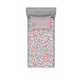 thumbnail image 1 of Ambesonne Vintage Fitted Sheet & Pillow Sham Set, Retro Bohemian Floral, Twinxl, Red Blue White, 1 of 2