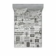 thumbnail image 1 of Ambesonne Vintage Fitted Sheet & Pillow Sham Set, Retro Coffee Texts, Queen, Charcoal Grey Pale Grey, 1 of 3