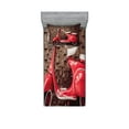 thumbnail image 1 of Ambesonne Vintage Fitted Sheet & Pillow Sham Set, Retro Nostalgic Scooter, Twin, Red Umber, 1 of 3
