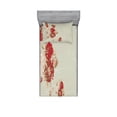 thumbnail image 1 of Ambesonne Vintage Fitted Sheet & Pillow Sham Set, Rose Antique Flowers, Twinxl, Beige Cream Red, 1 of 2