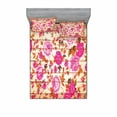 thumbnail image 1 of Ambesonne Vintage Fitted Sheet & Pillow Sham Set, Roses on Wood Backdrop, Full, Pink Orange, 1 of 3