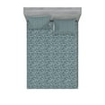 thumbnail image 1 of Ambesonne Vintage Fitted Sheet & Pillow Sham Set, Silhouette Leaves and Stems, Queen, Dark Teal and Eggshell, 1 of 2