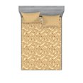 thumbnail image 1 of Ambesonne Vintage Fitted Sheet & Pillow Sham Set, Sketchy Feather and Daisy, Queen, Beige and Pale Caramel, 1 of 2