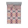 thumbnail image 1 of Ambesonne Vintage Fitted Sheet & Pillow Sham Set, Tartan Motif, Queen, Pale Pink Ivory Grey, 1 of 2