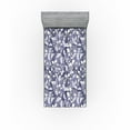 thumbnail image 1 of Ambesonne Vintage Fitted Sheet, Retro Butterfly Flower Art, Twin Size, Dark Indigo Grey and White, 1 of 5