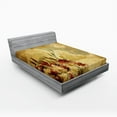 thumbnail image 1 of Ambesonne Vintage Fitted Sheet, Retro Flower Chamomile, Queen Size, Tan Orange, 1 of 3