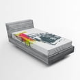 thumbnail image 1 of Ambesonne Vintage Fitted Sheet, Retro Pop Classic Car, Twin Size, Lime Green Slate Blue, 1 of 2
