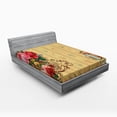 thumbnail image 1 of Ambesonne Vintage Fitted Sheet, Romantic Country Roses, Full Size, Sand Brown Pale Pink, 1 of 3