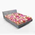 thumbnail image 1 of Ambesonne Vintage Fitted Sheet, Roses on Wood Backdrop, Full Size, Pink Orange, 1 of 3