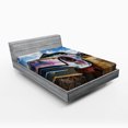 thumbnail image 1 of Ambesonne Vintage Fitted Sheet, Rusty Abandoned Cars, Full Size, Pale Coffee and Blue, 1 of 3