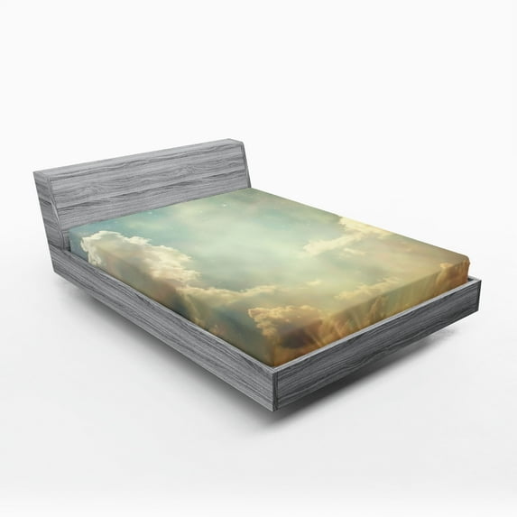 Ambesonne Vintage Fitted Sheet, Sky Dream Star, Full Size, Blue White