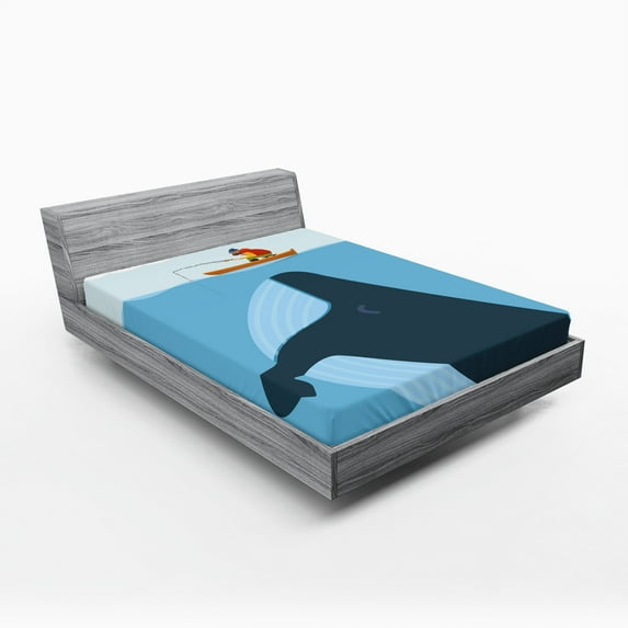 Ambesonne Vintage Fitted Sheet, Sun Ship Cartoon, Queen Size, Multicolor