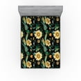 thumbnail image 1 of Ambesonne Vintage Fitted Sheet, Sunflowers Corns Pattern, Full Size, Earth Yellow Fern Green, 1 of 5