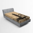 thumbnail image 1 of Ambesonne Vintage Fitted Sheet, Taoist House of Faith, Twin XL Size, Pale Brown Black, 1 of 3