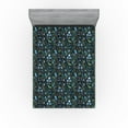 thumbnail image 1 of Ambesonne Vintage Fitted Sheet, Watercolor Minimal Flower, Queen Size, Reseda Green Sky Blue, 1 of 5