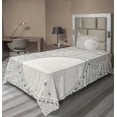 thumbnail image 1 of Ambesonne Vintage Fitted & Top Sheet Set with Sham, Medallion Lace Ornate Pearl, White Eggshell Coconut, 1 of 4