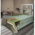 thumbnail image 1 of Ambesonne Vintage Fitted & Top Sheet Set with Sham, Wooden Swing in Garden, Yellow Green, 1 of 4