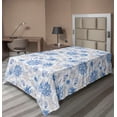 thumbnail image 1 of Ambesonne Vintage Flat Bedding Sheet Soft Top Sheet, Grungy Watercolor Floral, Twin, Pale Sky Blue White, 1 of 1
