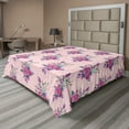 thumbnail image 1 of Ambesonne Vintage Flat Bedding Sheet Soft Top Sheet, Roses Leaves Flora Drawings, King, Dark Coral and Reseda Green, 1 of 1