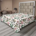 thumbnail image 1 of Ambesonne Vintage Flat Bedding Sheet Soft Top Sheet, Watercolor Magnolia Flowers, King, Hunter Green and Dried Rose, 1 of 1