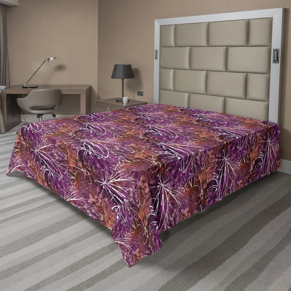 Ambesonne Vintage Flat Bedding Sheet Soft Top Sheet, Watercolor Spots Retro Art, Full, Pale Maroon and Blue Violet