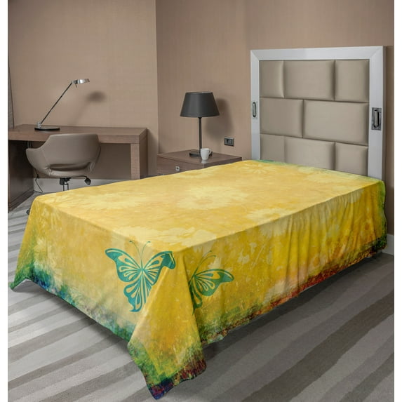 Ambesonne Vintage Flat Sheet, Gerbera Daisy Flowers, Twin Size, Multicolor