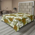 thumbnail image 1 of Ambesonne Vintage Flat Sheet, Nostalgic Flower Pine Cones, Queen Size, Dark Orange Multicolor, 1 of 1
