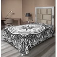thumbnail image 1 of Ambesonne Vintage Flat Sheet, Ornate Floral Wind Rose, Twin Size, Black White, 1 of 1