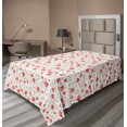 thumbnail image 1 of Ambesonne Vintage Flat Sheet, Peony Flowers Blooms, TwinXL Size, Dark Coral White, 1 of 1