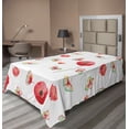 thumbnail image 1 of Ambesonne Vintage Flat Sheet, Poppy Butterfly Romance, TwinXL Size, Coconut and Red, 1 of 1