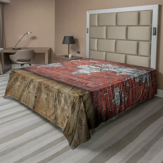 Ambesonne Vintage Flat Sheet, Rustic Old Grunge Map, King Size, Pale Grey and Cinnamon