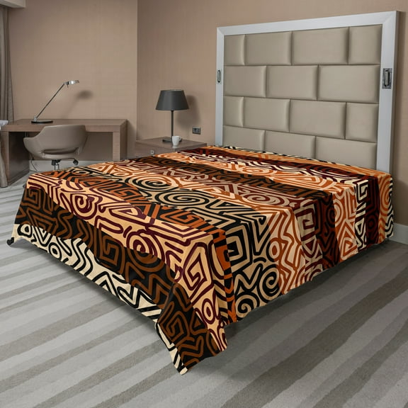 Ambesonne Vintage Flat Sheet, Strikes Pattern, California King, Multicolor