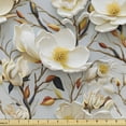 thumbnail image 1 of Ambesonne Vintage Floral Fabric by the Yard Upholstery, Magnolia Flower Plot, 3 Yards, Earth Yellow and Paprika, 1 of 1