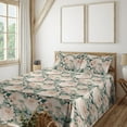 thumbnail image 1 of Ambesonne Vintage Floral Fitted & Flat Sheet with Shams 4 Pcs Set, Boho Dreamy Flowers, Full, Pale Peach Reseda Green, 1 of 1