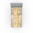 thumbnail image 1 of Ambesonne Vintage Floral Fitted Sheet, Blossoming Romance, Twin Size, Peach Pale Pink, 1 of 5