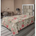 thumbnail image 1 of Ambesonne Vintage Floral Flat Bedding Sheet Soft Top Sheet, Branches of Love, Twin XL, Reseda Green Dark Coral, 1 of 1