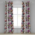 thumbnail image 1 of Ambesonne Vintage Floral Grommet Curtain, Aquarelle Boho Bloom, 50"x96", Pale Fuchsia Dark Peach, 1 of 1