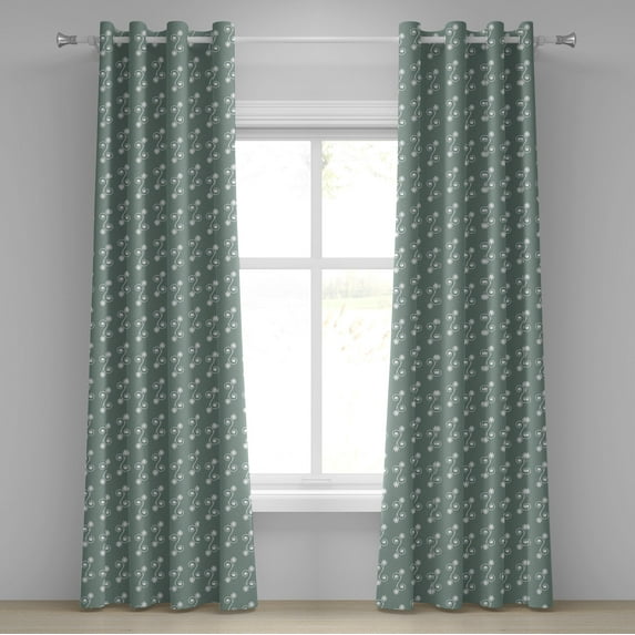 Ambesonne Vintage Floral Grommet Curtain, Tulips Feminine, 50" x 84", Pale Sage Green White