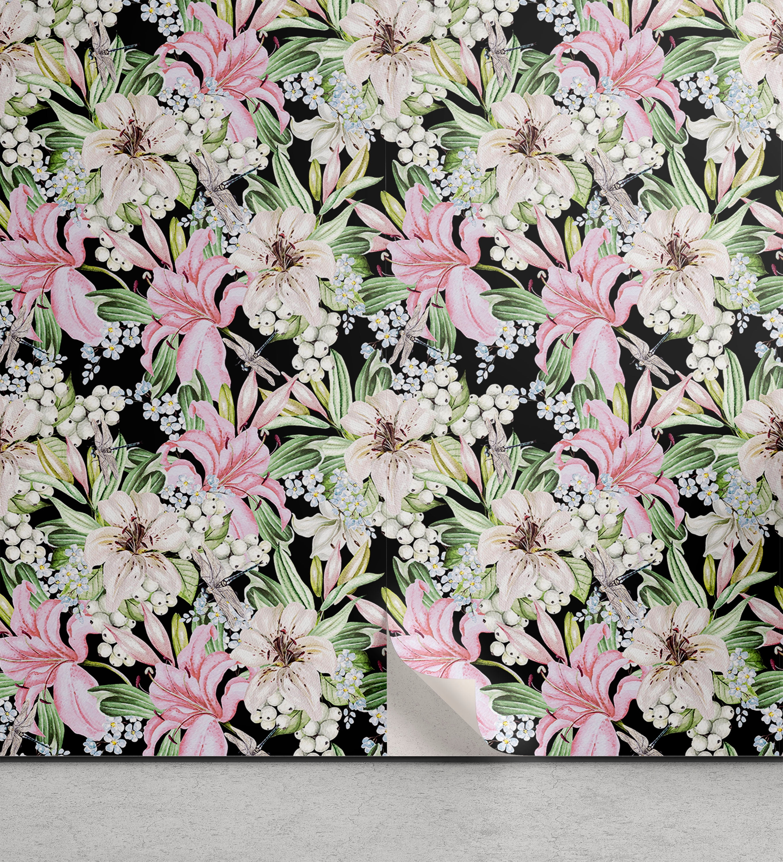 Ambesonne Vintage Floral Peel & Stick Wallpaper for Home, Flowers