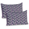 thumbnail image 1 of Ambesonne Vintage Floral Pillow Sham 2 Pack, Lilac Flowers Garden, 36"x20", Dark Indigo and Pale Fuchsia, 1 of 3