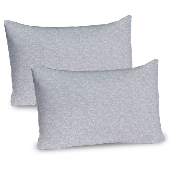 Ambesonne Vintage Floral Pillow Sham 2 Pack, Soft Toned Leafy, 30"x20", Dust and White
