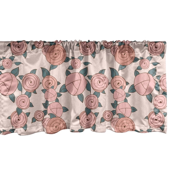 Ambesonne Vintage Floral Valance Pack of 2, Rose Bouquets Beauty, 42"X18", Coral and Dark Teal