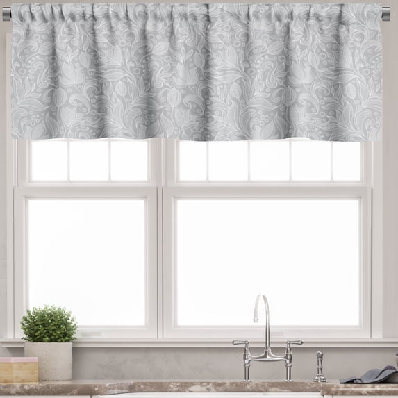 Ambesonne Vintage Floral Valance Pack of 2, Soft Toned Leafy, 42"X18", Dust and White