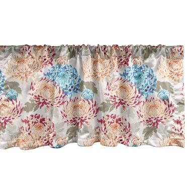 Ambesonne Vintage Floral Window Valance, Chrysanthemum Design, 54" X 18", Multicolor