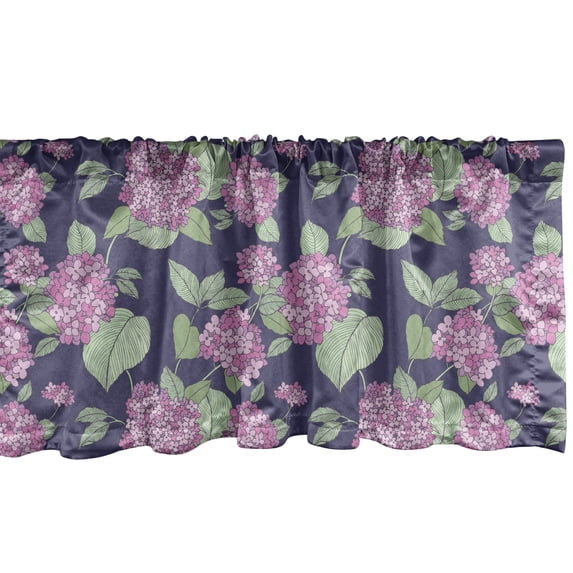Ambesonne Vintage Floral Window Valance, Lilac Flowers Garden, 54" X 12", Dark Indigo and Pale Fuchsia