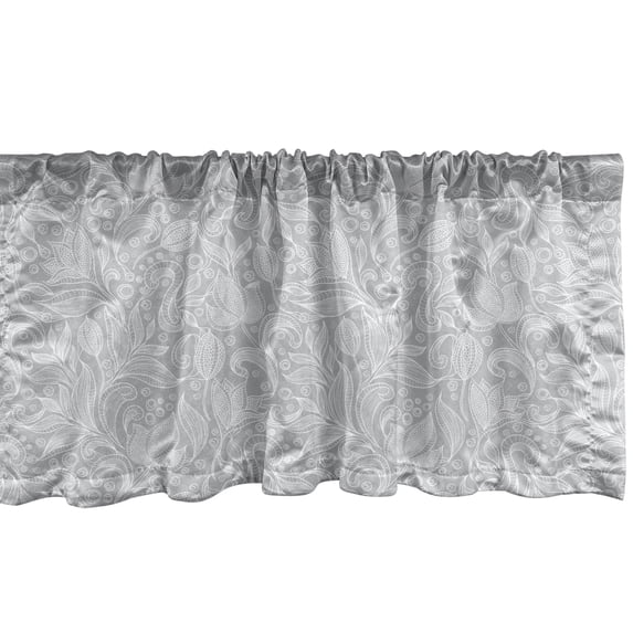 Ambesonne Vintage Floral Window Valance, Soft Toned Leafy, 42" x 12", Dust and White