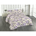 thumbnail image 1 of Ambesonne Vintage Flowers Quilted Bedspread Set 3 Pcs, Nostalgic Flowers, King, Lavender Champagne, 1 of 4