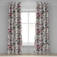thumbnail image 1 of Ambesonne Vintage Grommet Curtain, Blooming Love Flowers Print, 50"x84", Army Green and Pastel Pink, 1 of 5
