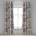 thumbnail image 1 of Ambesonne Vintage Grommet Curtain, Blooming Love Flowers Print, 50"x96", Army Green and Pastel Pink, 1 of 5