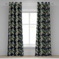 thumbnail image 1 of Ambesonne Vintage Grommet Curtain, Blossoms Dragonflies, 50" x 96", Mint Green and Dark Blue, 1 of 6